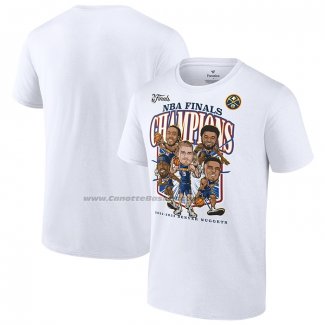 Maglia Manica Corta Denver Nuggets 2023 NBA Finals Champions Windmill team Caricature Bianco